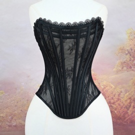 Black White Overbust Corset Tops for Women Bustiers