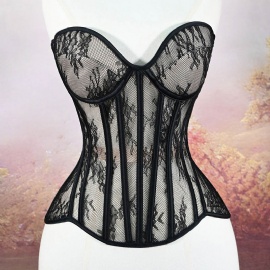Lace See Through Overbust Corset Top Bustiers